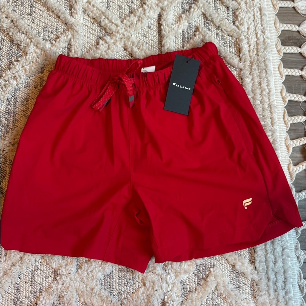 Fabletics Red Athletic Shorts Elastic Waistband Lightweight
